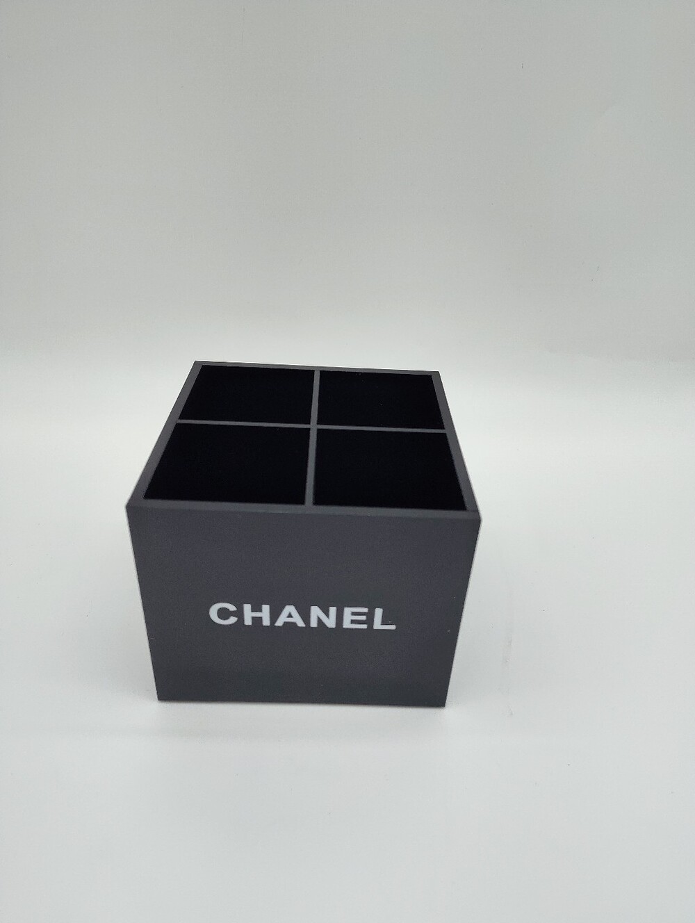 CHANEL Black Acrylic 4 Compartment Vanity Countertop Organizer Authentic Display